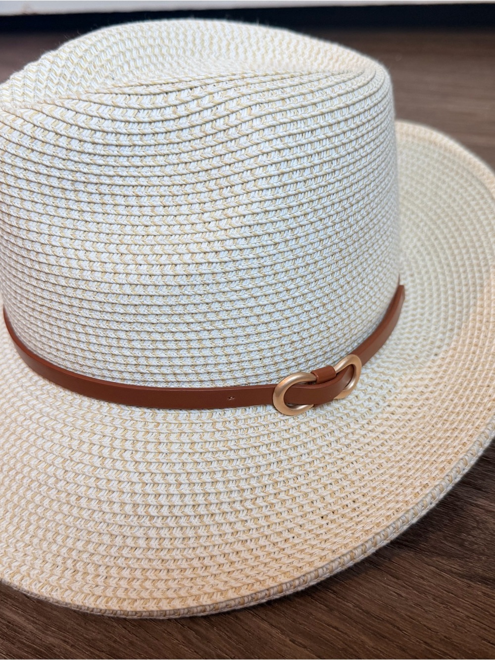 Lucky Brand Cream Straw Sun Hat with Tan Trim - Picture 2 of 5